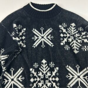 Vintage 80s Ricki Miss Erika INC Snowflake Winter Sweater Knit Turtleneck RARE